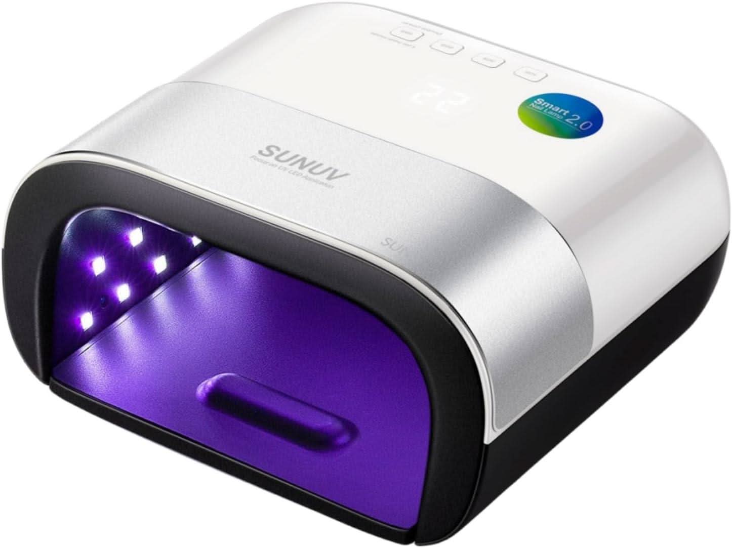 SUNUV LED nagų lempa, gelinio lako kietinimui, su automatiniu jutikliu ir LCD ekranu, 48W