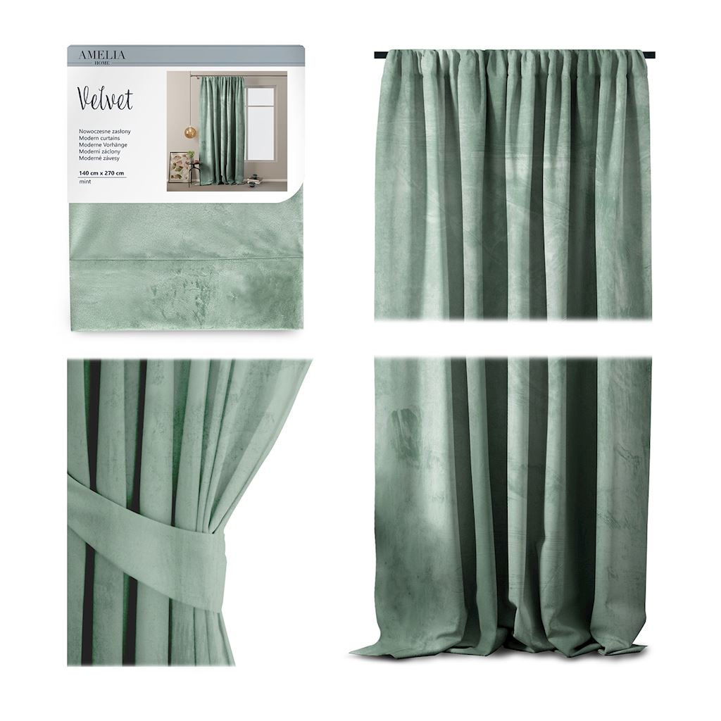Naktinė užuolaida AmeliaHome VELVET, 140 x 270 cm, žalia