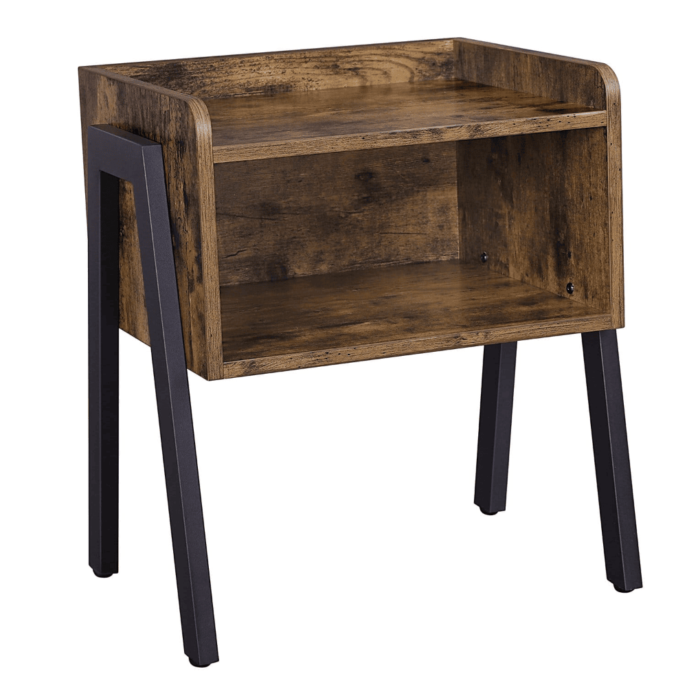 Industrinio stiliaus "rustic" naktinė spintelė su metalinėmis kojomis