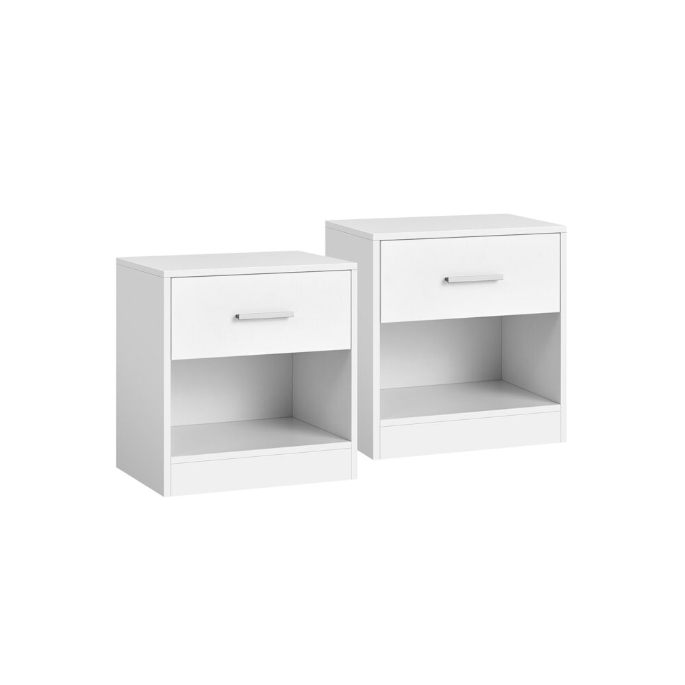 2 naktinių spintelių komplektas | Klasikinės baltos spalvos