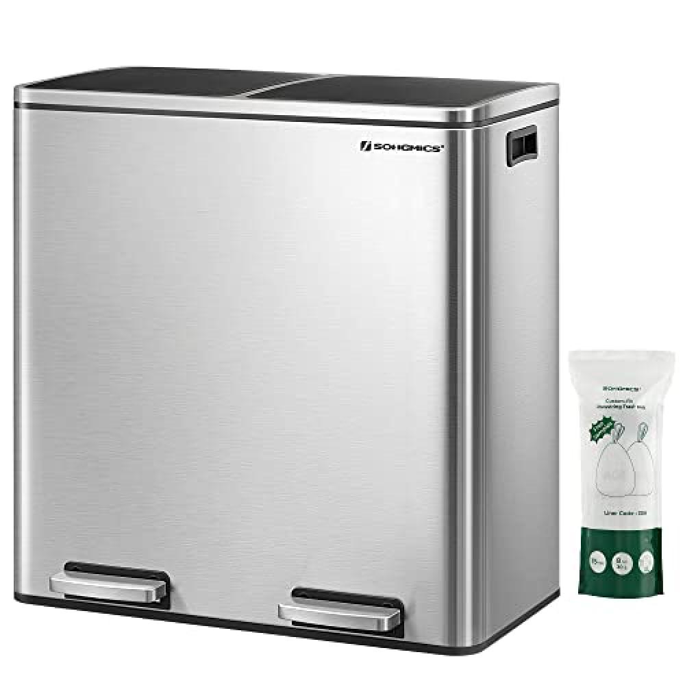 Dvigubas šiukšlių konteineris su 2x30L talpyklomis ir metaliniu pedalu, 58.5x36x65 cm