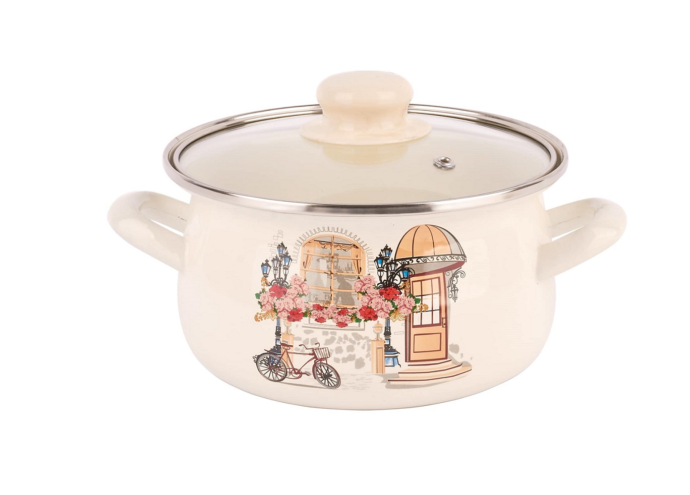 Puodas emal. 20cm 3.4L su stikl.dang. PARIS ST