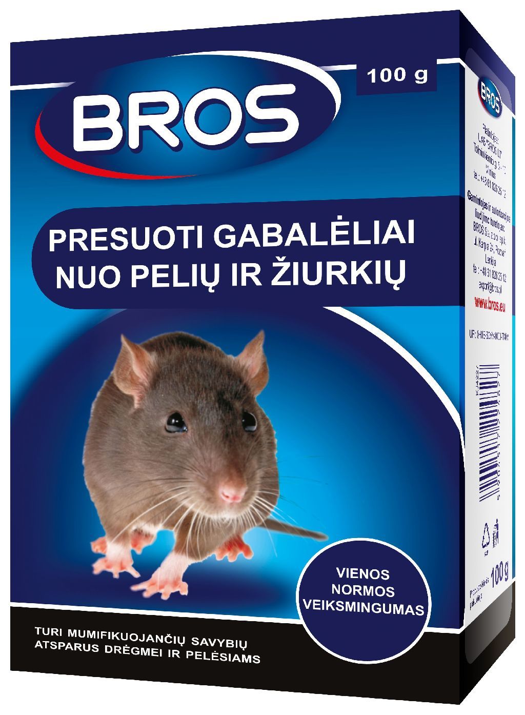 BROS Gabalėliai nuo pelių ir žiurkių 100g