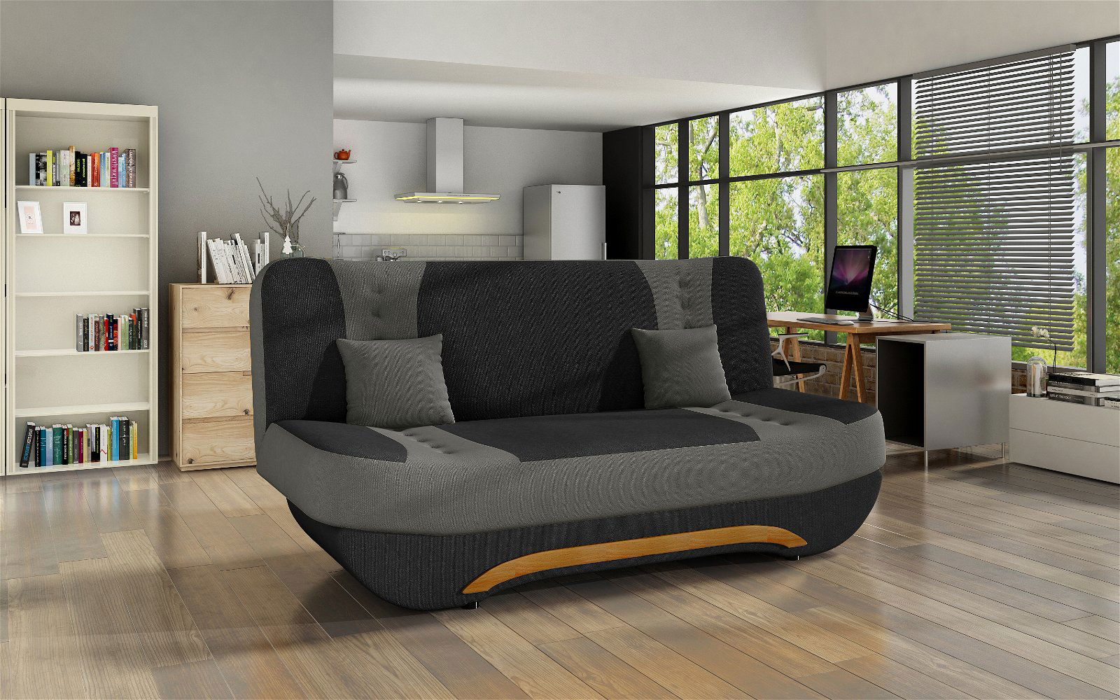 Sofa Ewa II, juoda/pilka