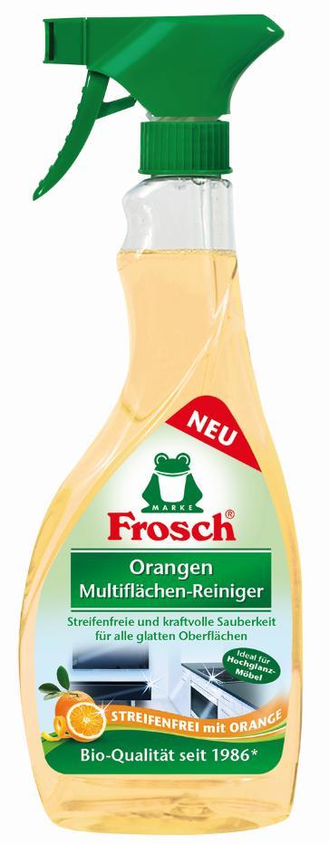 Įvairių paviršių valiklis FROSCH, apelsinų kvapo su purkštuku, 500 ml