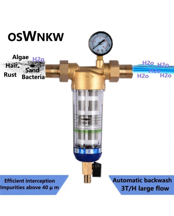 Pre filtras valytuvas Viso namo sukimo žemyn nuosėdų vandens filtras Centrinis priešfiltrinis filtras Sistema Atgalinis plovimas
