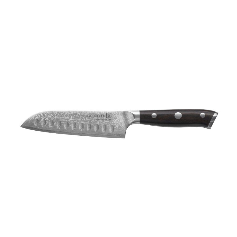 Kohersen Elegance Ebony Wood Santoku peilis Damasko plienas 12,7 cm