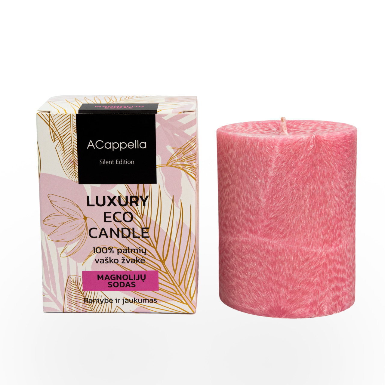 Accapella Rankų darbo 100% palmių vaško kvapni žvakė ,,Magnolijų sodas'', 10 cm