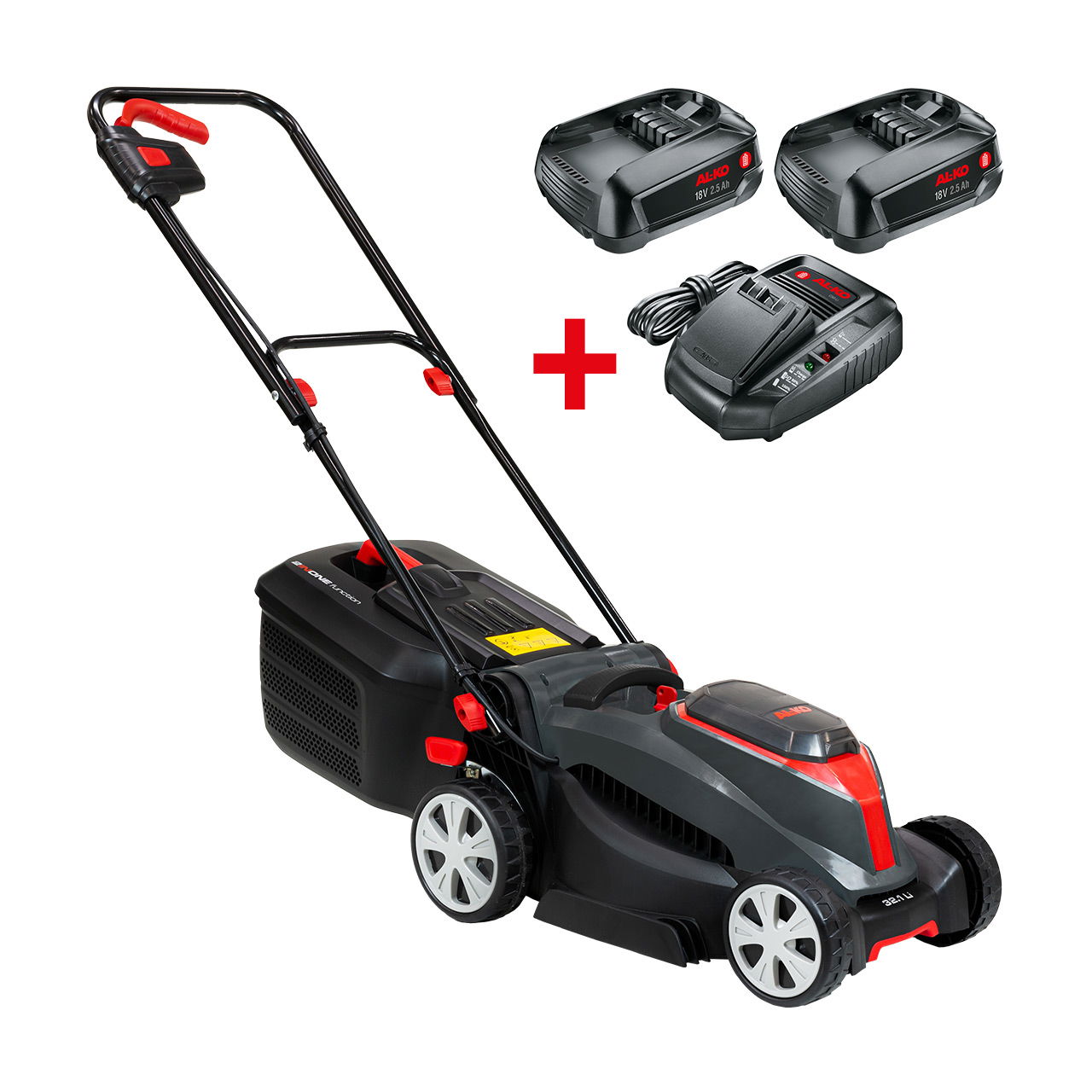 Akumuliatorinė vejapjovė AL-KO 32.1 Li Comfort SET P4A, 18 V, 2 x 2,5 Ah, 32 cm, 30 l