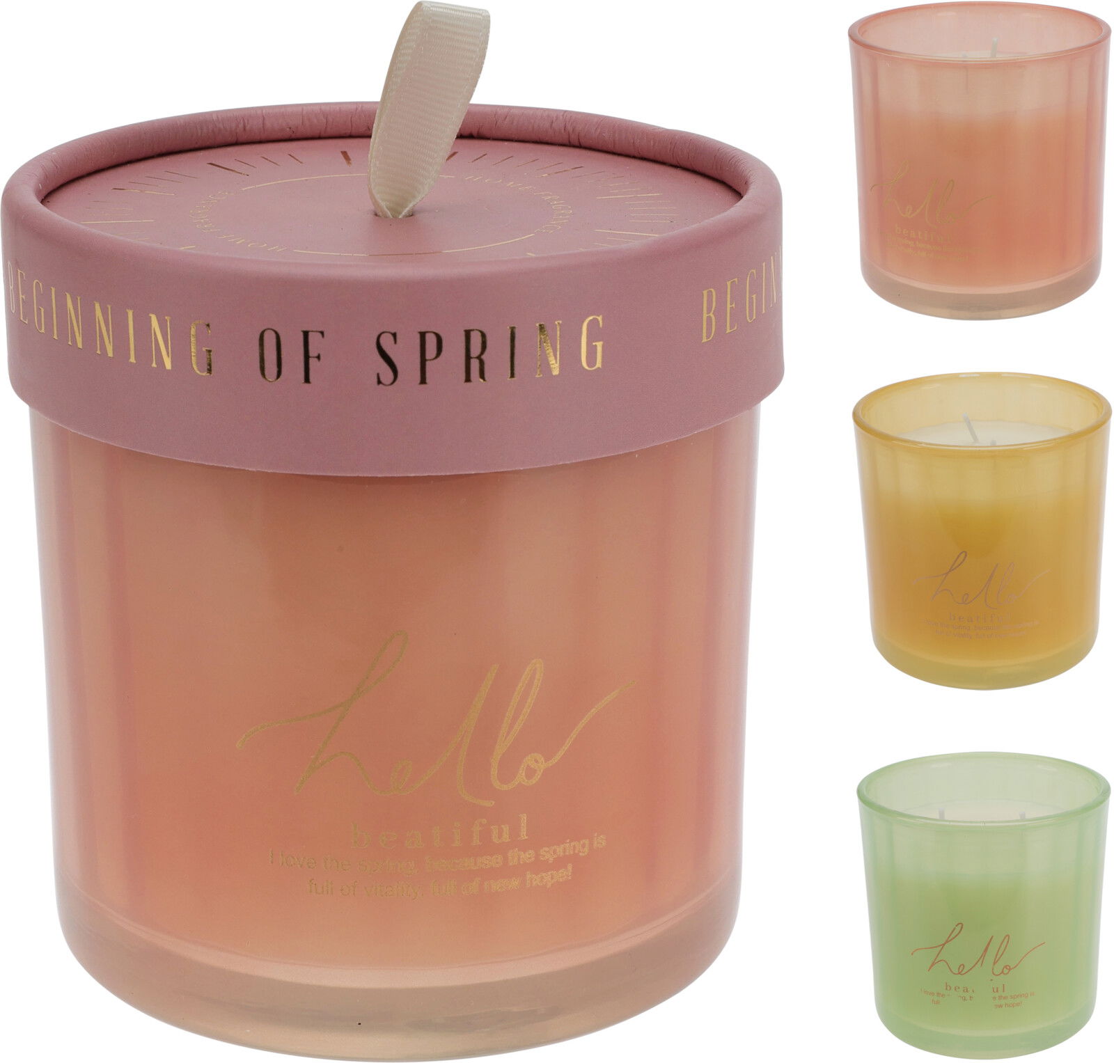 Kvepianti žvakė stikliniame indelyje SPRING, 3 rūšių, 10 cm