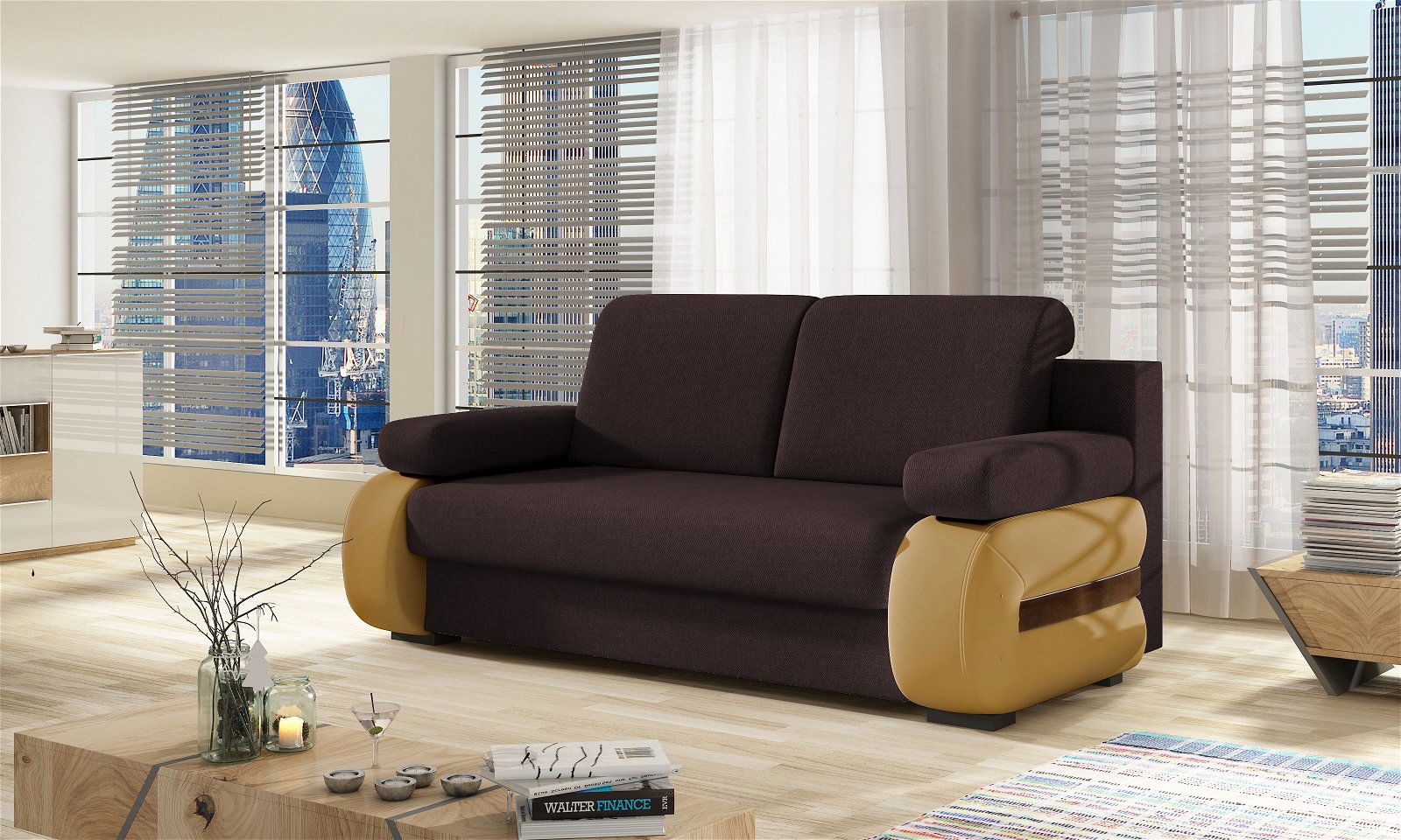 Sofa Laura, ruda/geltona