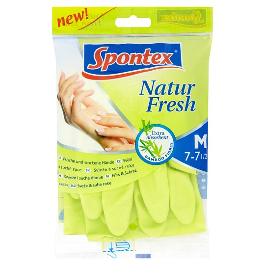 Natūralaus latekso pirštinės su bambukų ir medvilnės pluoštu. SPONTEX NATUR FRESH, M