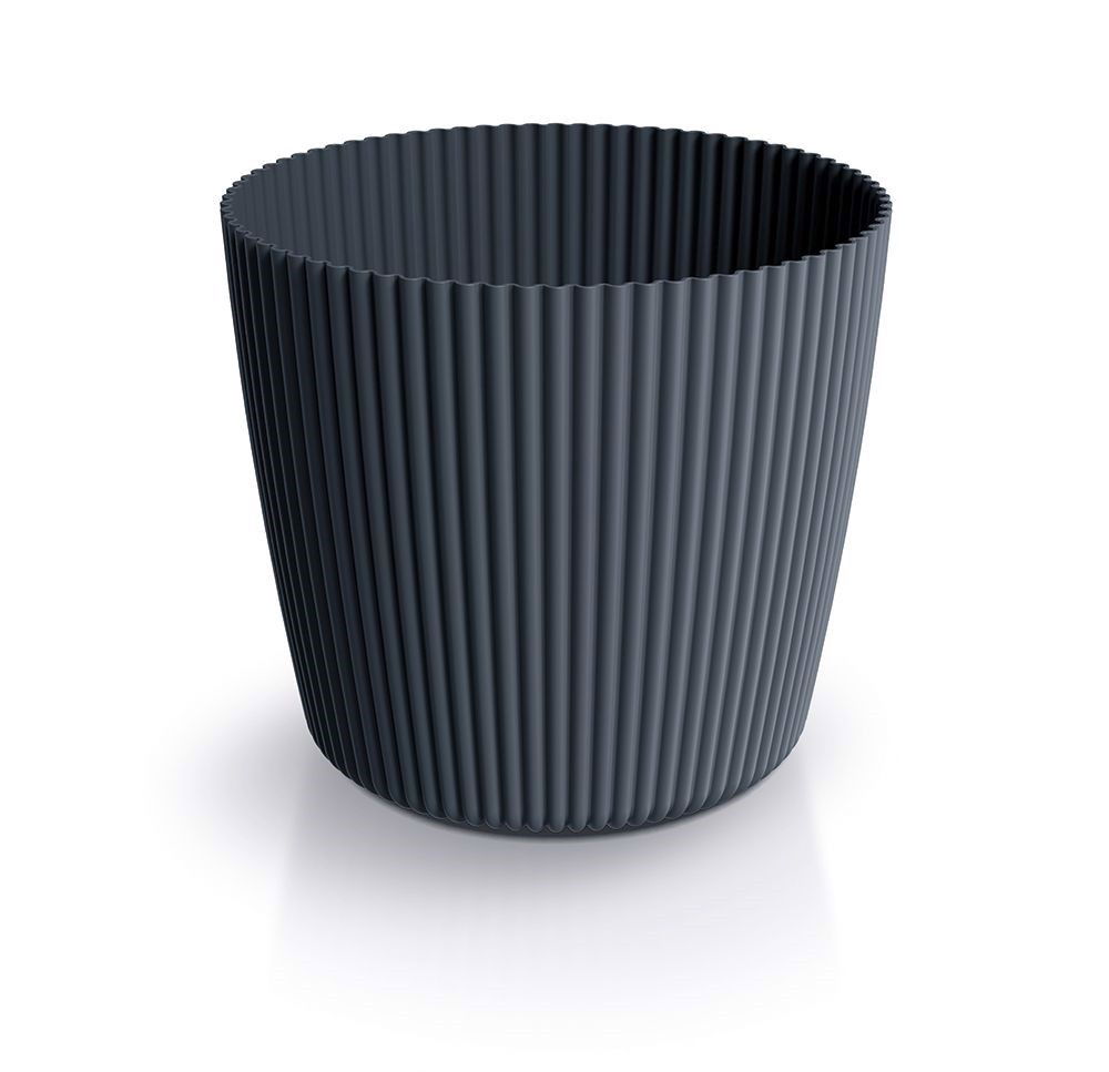 Plastikinis vazonas MILLY ROUND, antracito sp., 23,6 x 21 cm