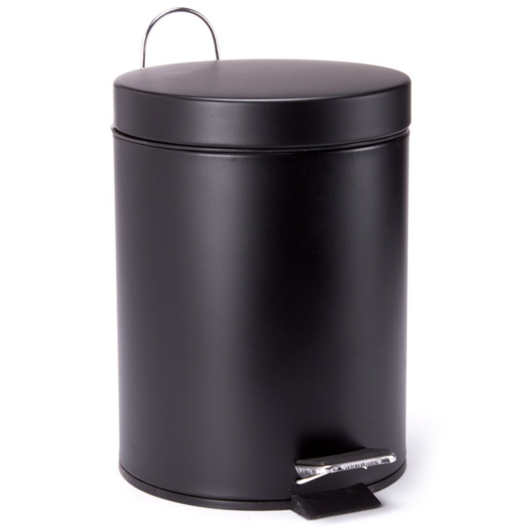 Šiukšlių dėžė MSV, su pedalu, juodos sp., 5 l