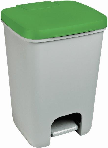 Šiukšlių dėžė CURVER Essentials, su pedalu, pilkos/žalios sp., h43 x 30 x 29 cm., 20 L
