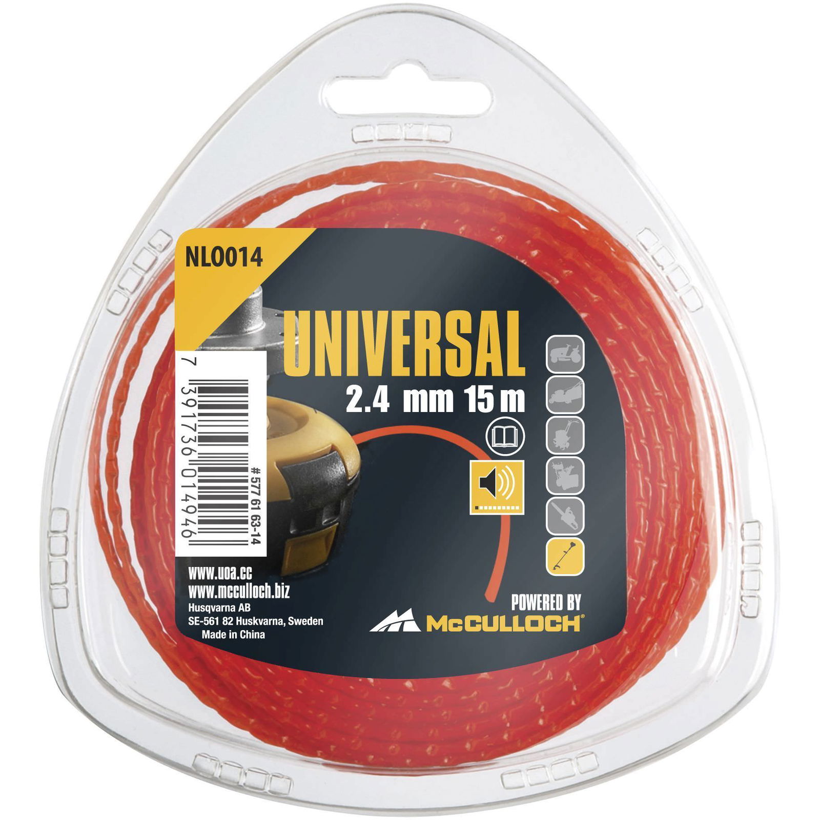 Apvalus žoliapjovės pjovimo lynas UNIVERSAL NLO014, 2,4 mm x 15 m