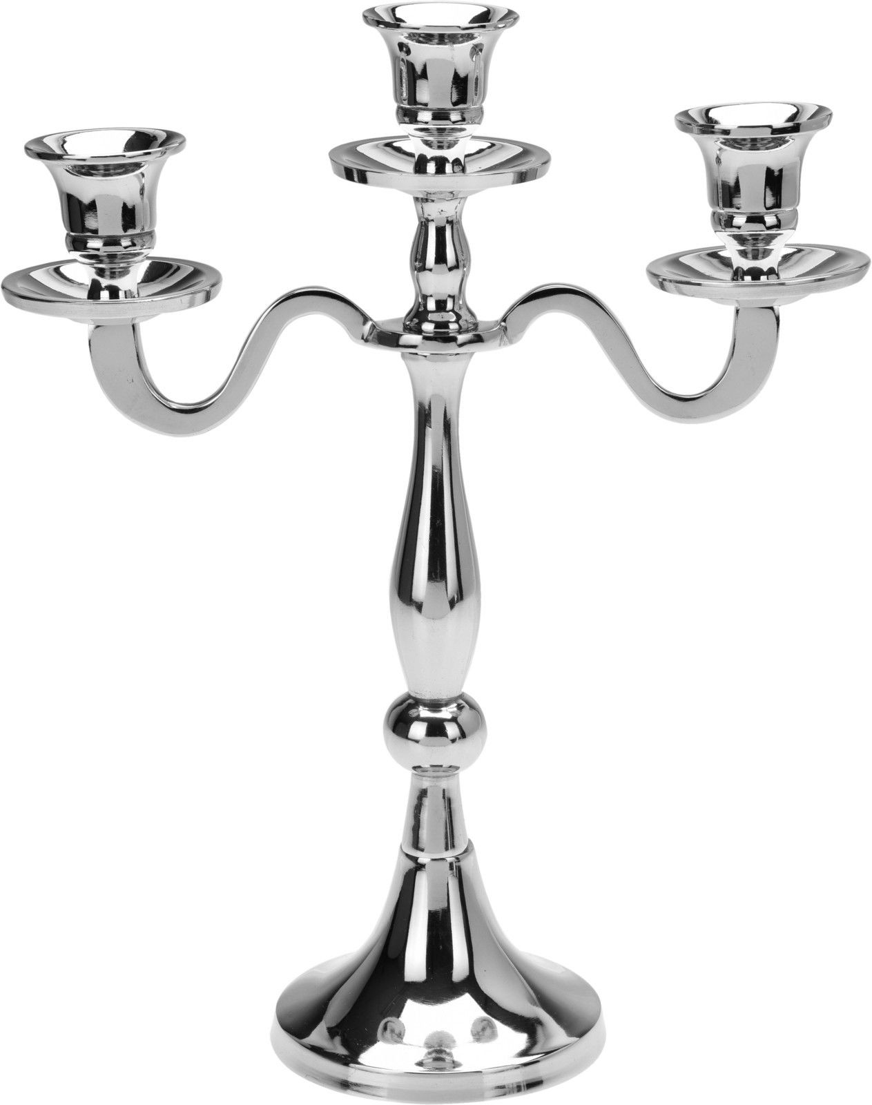 Metalinė žvakidė, sidabro sp., 3 žvakėms, 29 cm