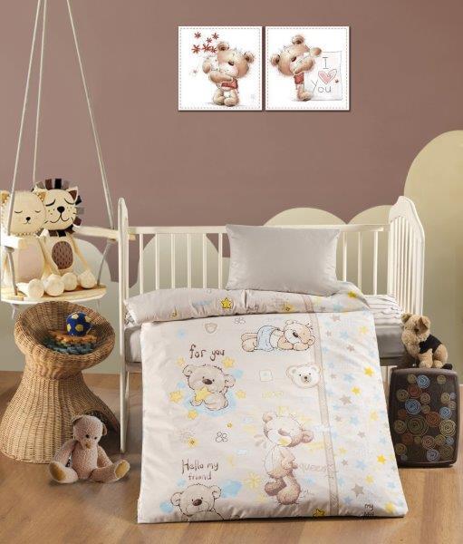 Vaikiškos patalynės komplektas LITTLE BEAR, 100 x 135, 40 x 60 cm,  100 % medvilnės