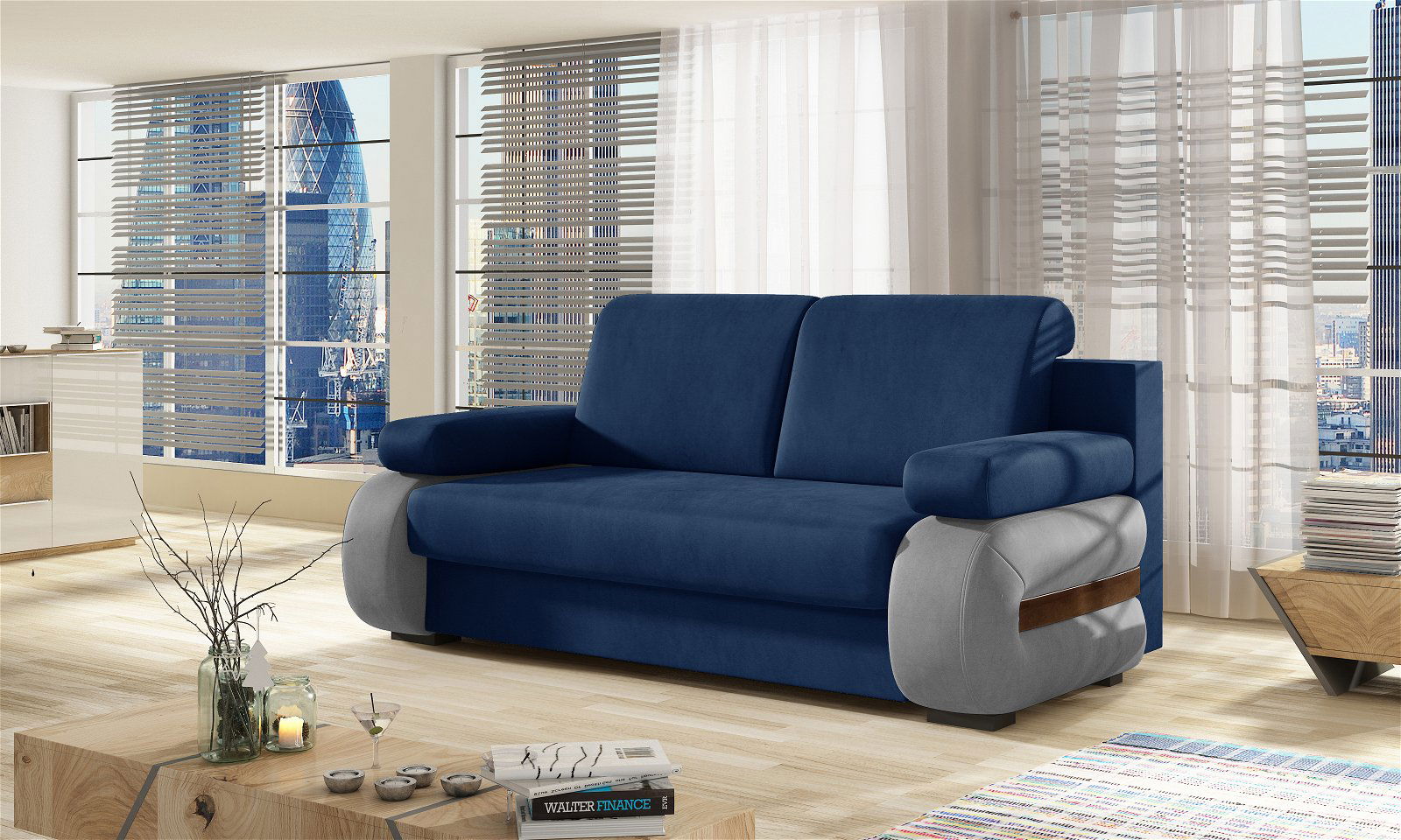 Sofa Laura, tamsiai mėlyna