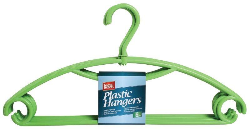 Plastikiniai pakabai HOME EXPERT, žalios/rudos sp., 6 vnt.