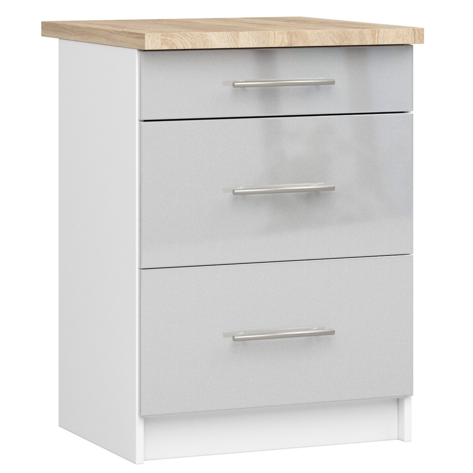 Virtuvės spintelė OLIVIA S 60 cm, balta/pilka