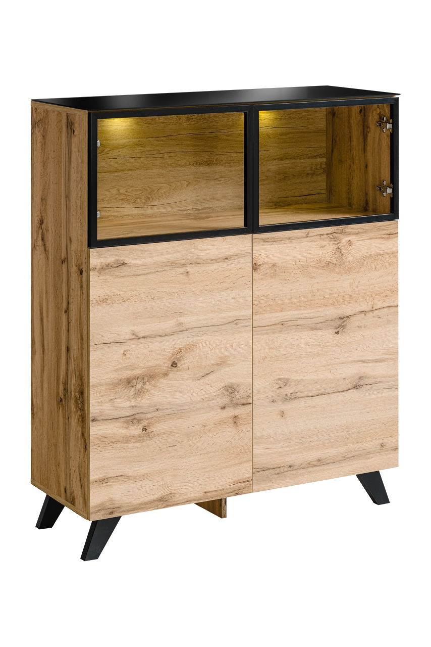 Pastatoma vitrina Thin su LED apšvietimu, ąžuolo