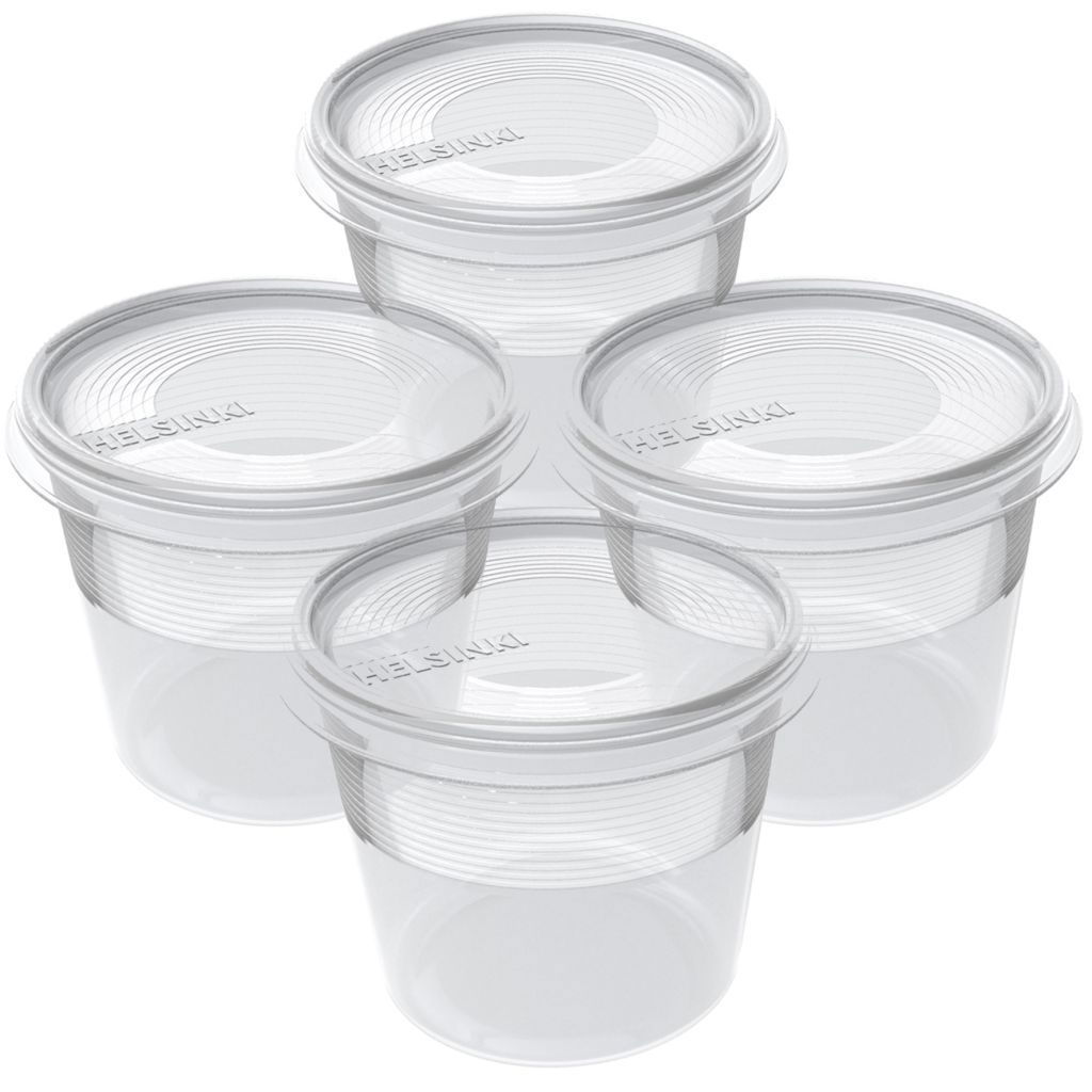 Daugkartinių maisto šaldymo indelių rinkinys HELSINKI, skaidrūs, 300 ml x 4 vnt.