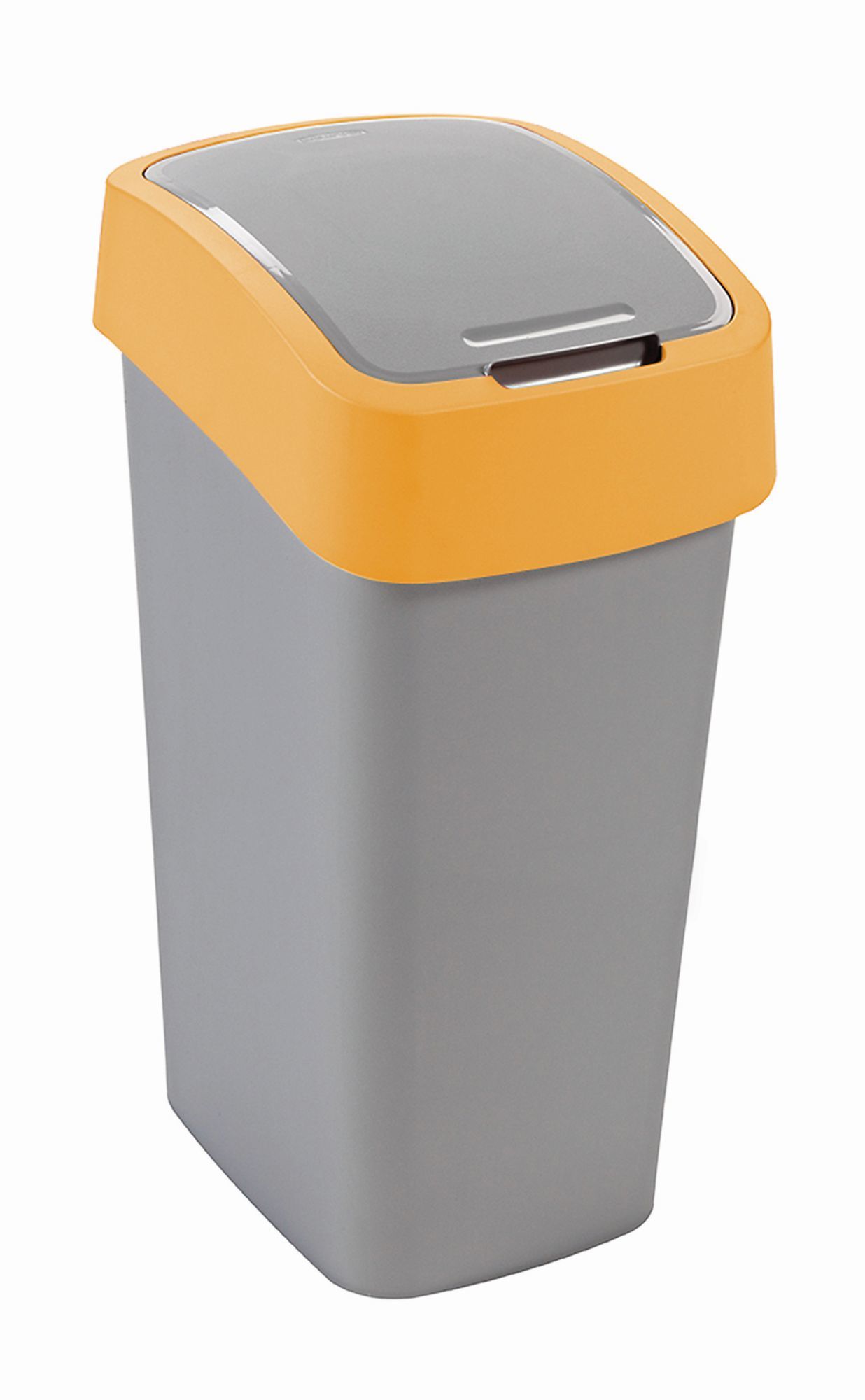 Šiukšlių dėžė CURVER FLIP BIN, pilka/geltona, 29 x 37 x 65 cm, 45 l