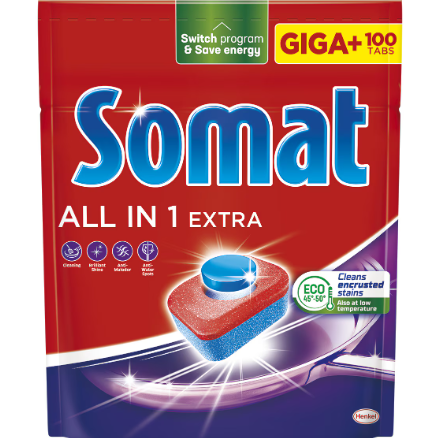 Daugiafunkcės indaplovių tabletės SOMAT All in One Extra, 100 vnt.