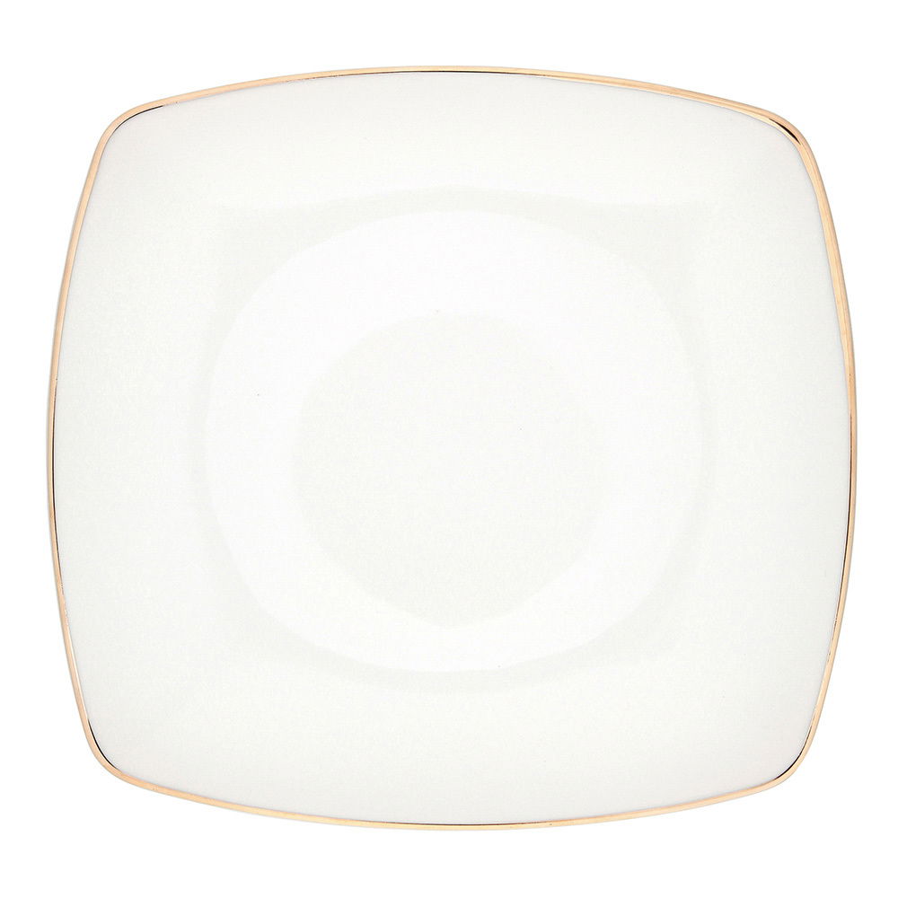 Porcelianinė pietų lėkštė MariaPaula Moderna Gold, baltos sp., 25 x 25 cm