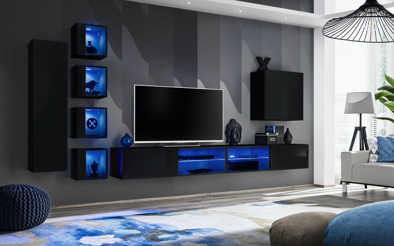 Sekcija Switch XXVI su LED apšvietimu, juoda