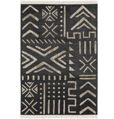 Kilimas RE-FOLD, 230 x 160 cm, juodas, 35% medvilnės, 40% polipropileno, 25% poliesterio