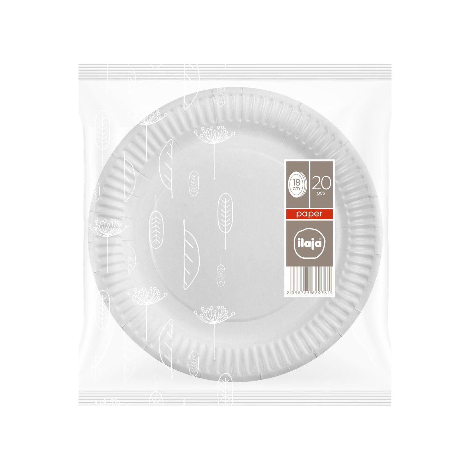 Vienkartinės lėkštės ILAJA WHITE, 18 cm, 20 vnt