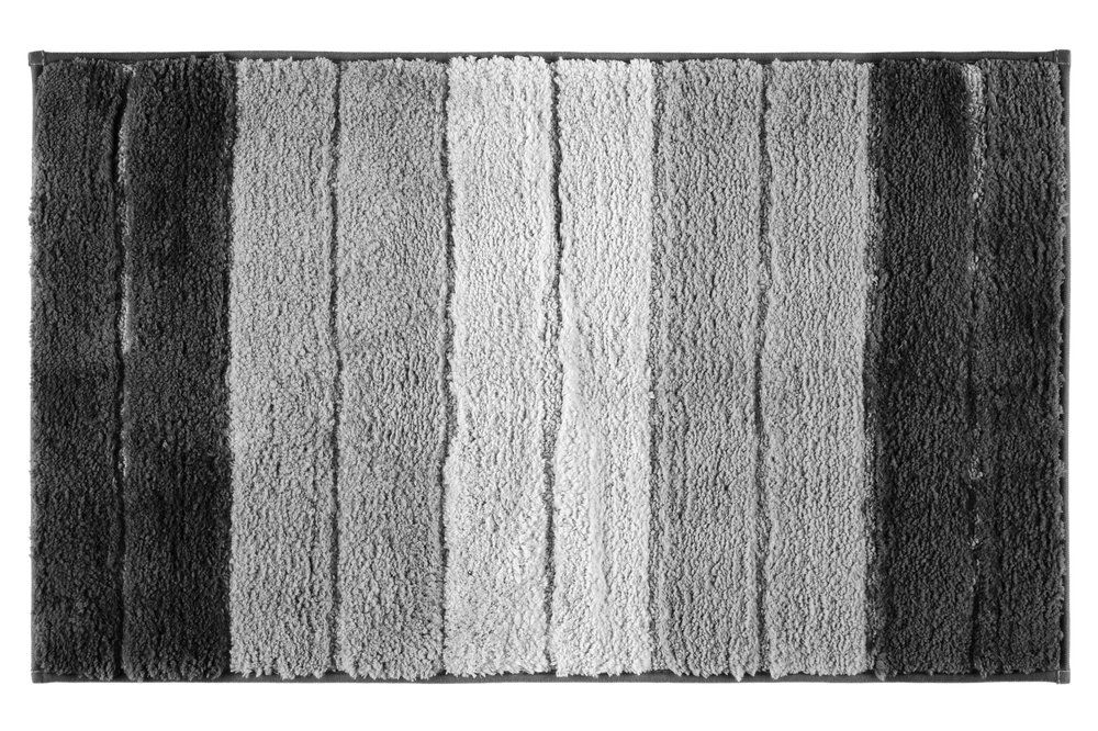 Vonios kilimėlis 4LIVING BLOCK, poliester., pilkų sp. dryžuotas, latekso apač., 50 x 80 cm