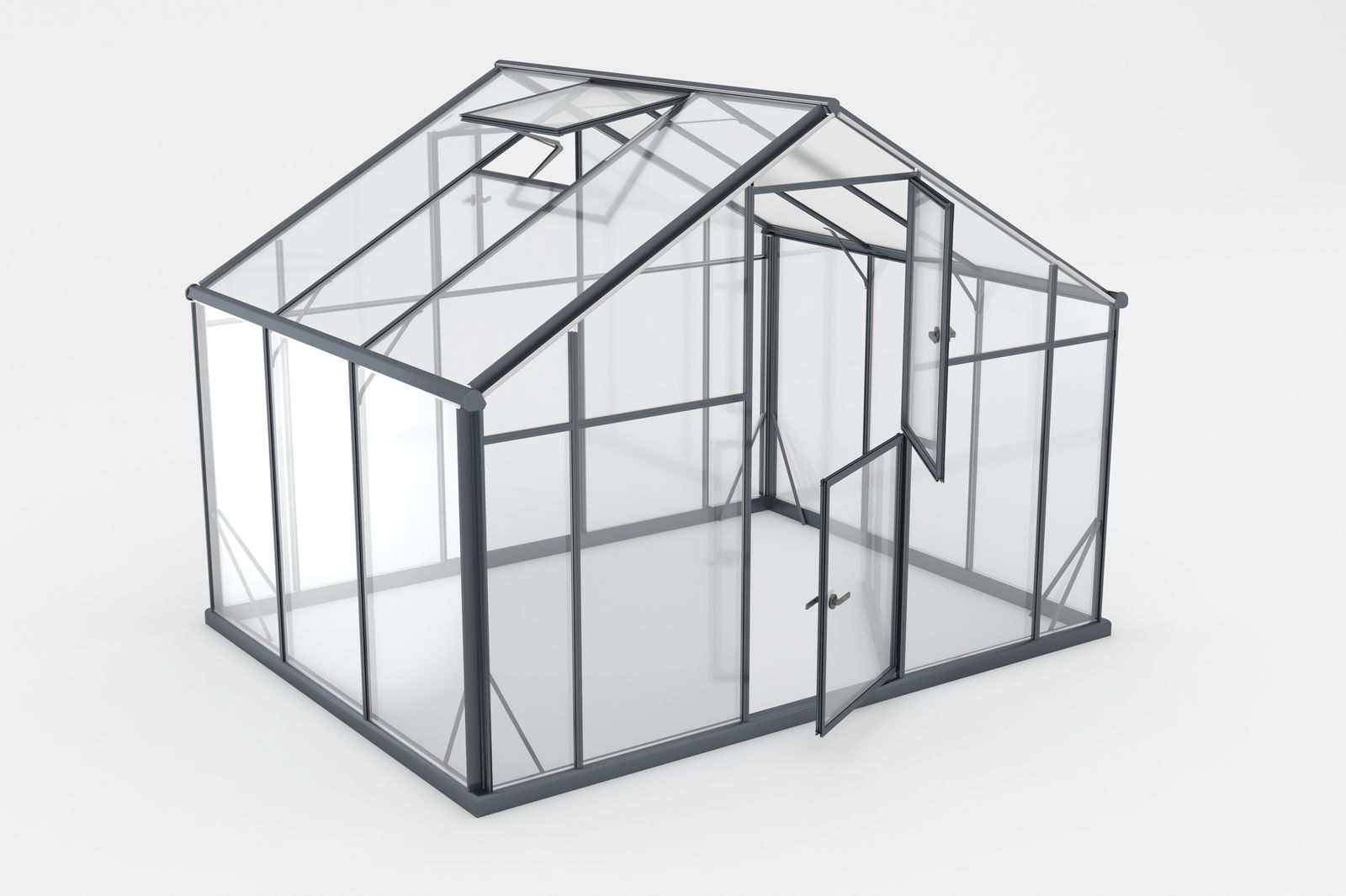 Šiltnamis SANUS GLASS XL-7 (2,90x2,20m) RAL7016, 4mm grūdinto stiklo danga