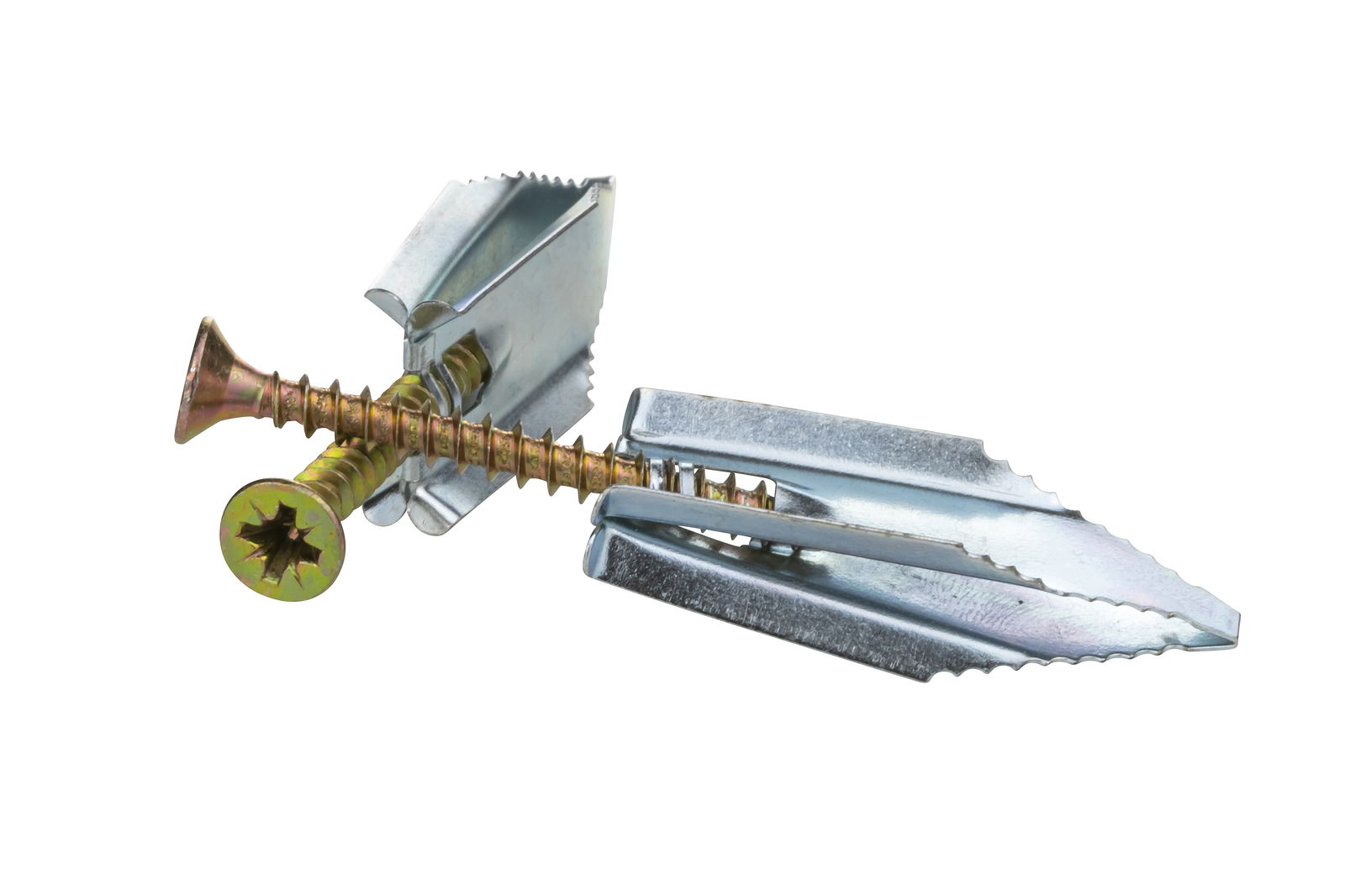 Įkalamas metalinis kaištis 16x43 GK plokštėms ,,Progold,, su medsraigčiu 4.5x45, 10 vnt.kompl.