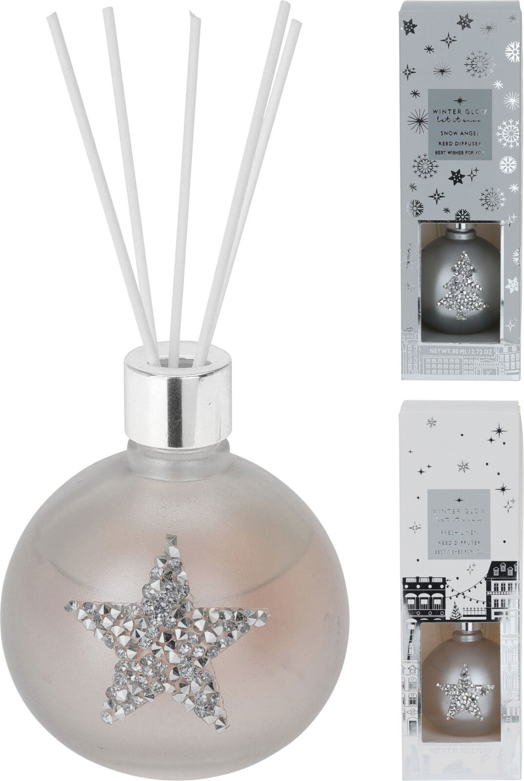 Namų kvapas su pagaliukais XMAS BALL, 2 rūšys, 80 ml
