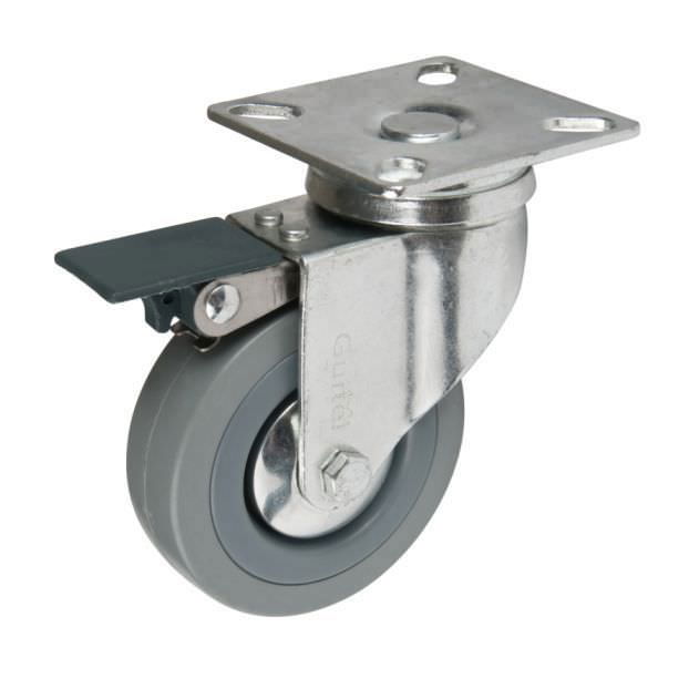 Vežimėlio ratukas, Ø75 mm, su stabdžiu, 60 kg