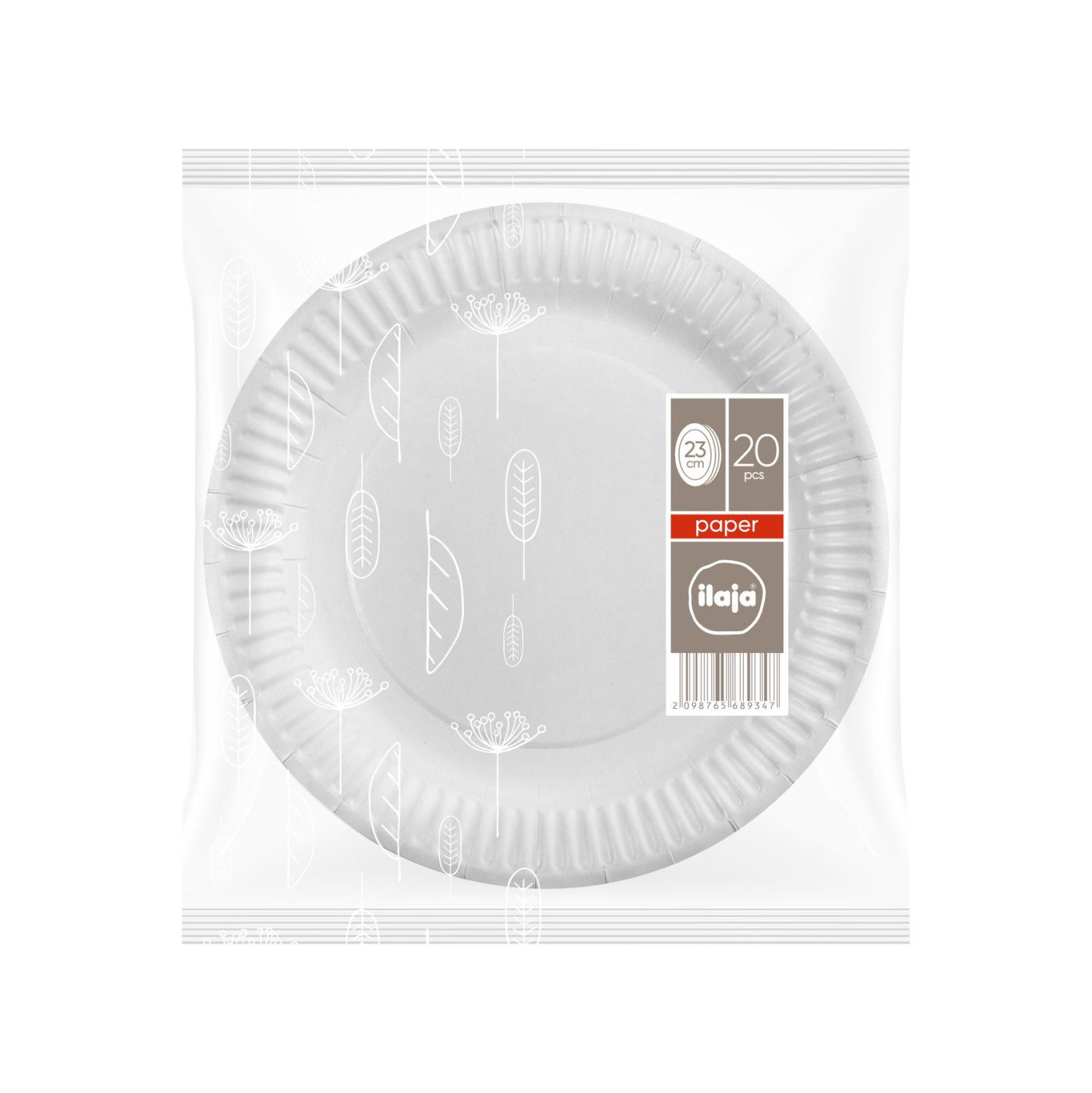 Vienkartinės lėkštės ILAJA WHITE, 23 cm, 20 vnt.