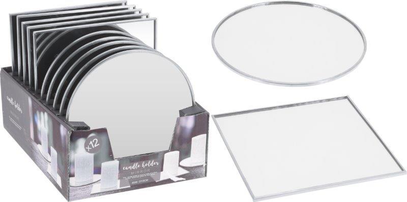 Žvakidė MIRROR PLATE, įvairių formų, sidabro sp., 15 cm