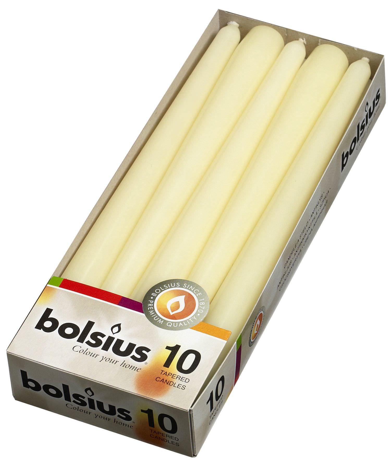 Stalo žvakės, baltos sp., 2,35 x 24,5 cm, 10 vnt.
