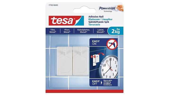 Tvirtinimo sistema lygiems paviršiams TESA, 2 x 2 kg