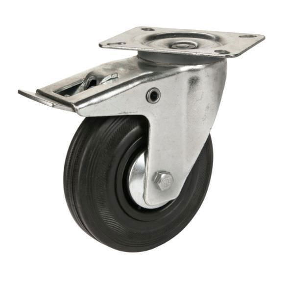 Vežimėlio ratukas, Ø125 mm, su stabdžiu, 125 kg