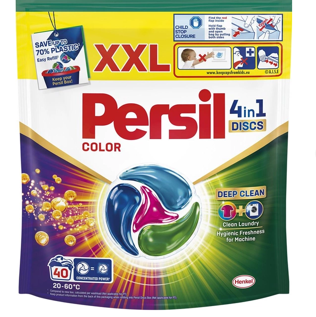 Skalbimo kapsulės PERSIL DISCS Color, 40 vnt