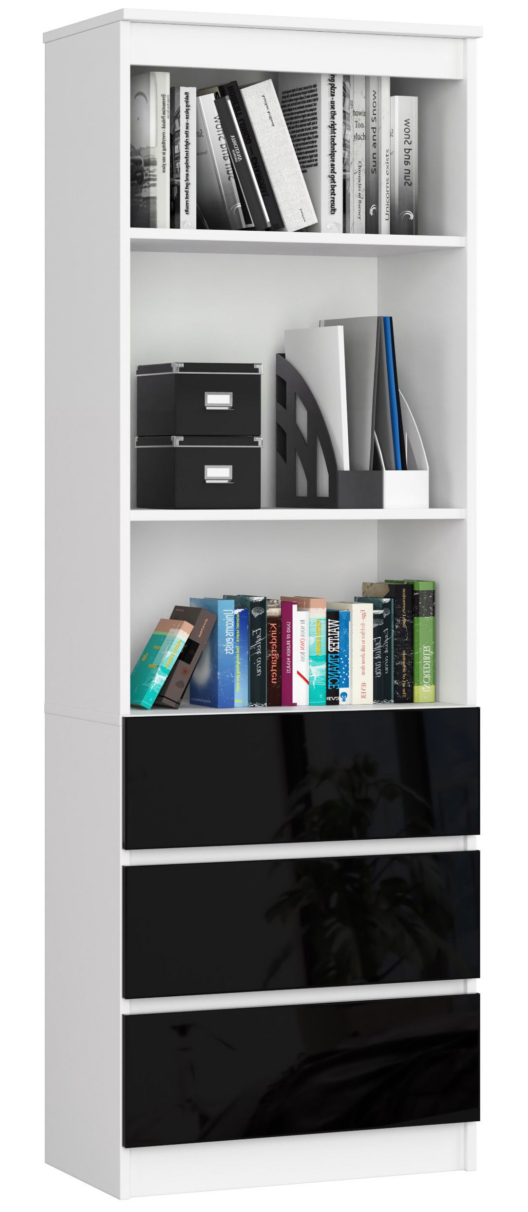 Lentyna  CLP R 60 cm, balta/juoda blizgi