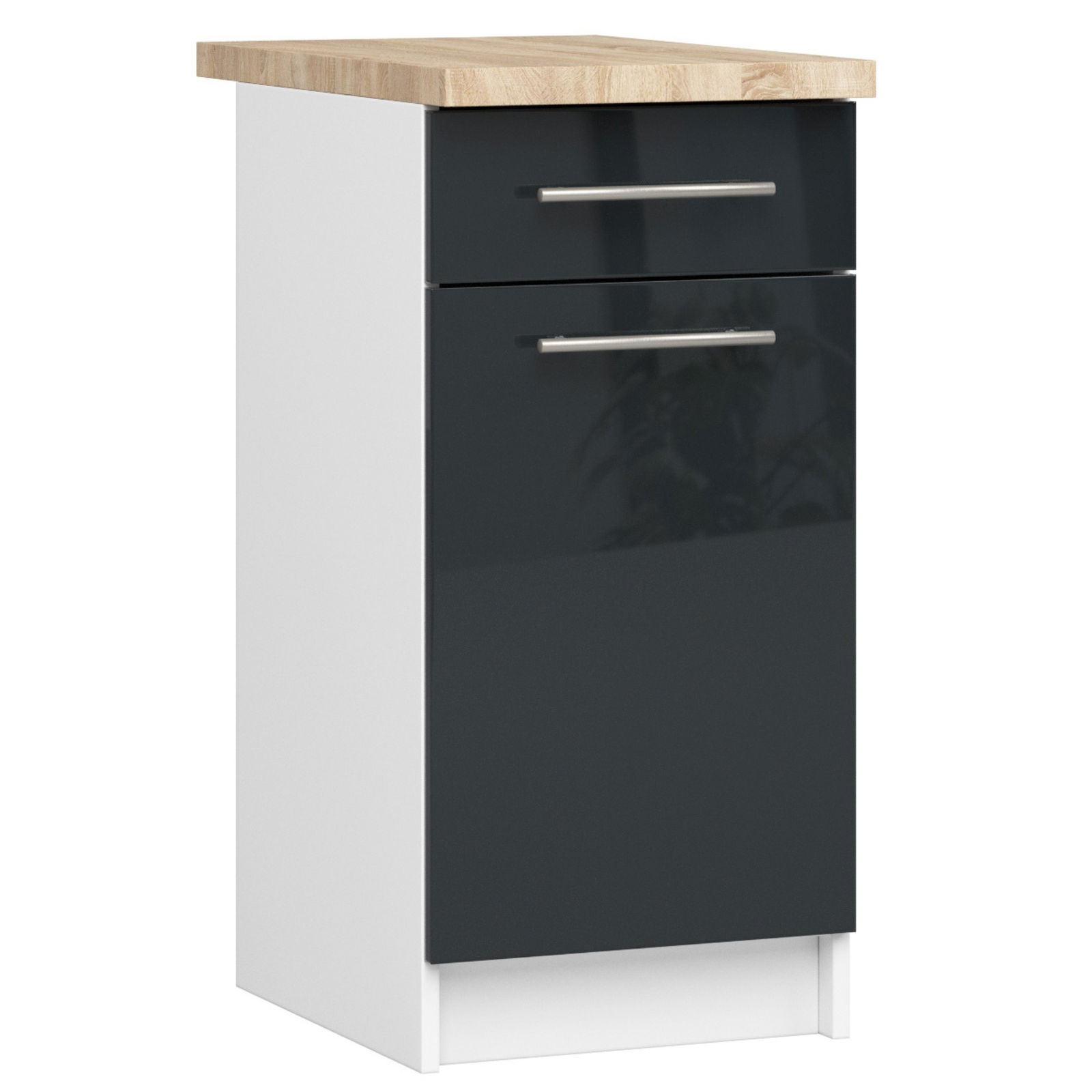 Virtuvės spintelė OLIVIA S 40 cm, balta/tamsiai pilka