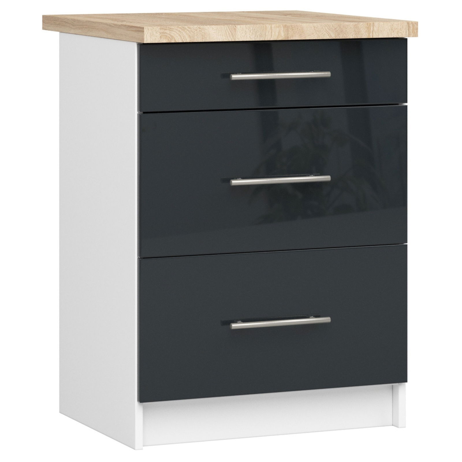Virtuvės spintelė OLIVIA S 60 cm, balta/tamsiai pilka