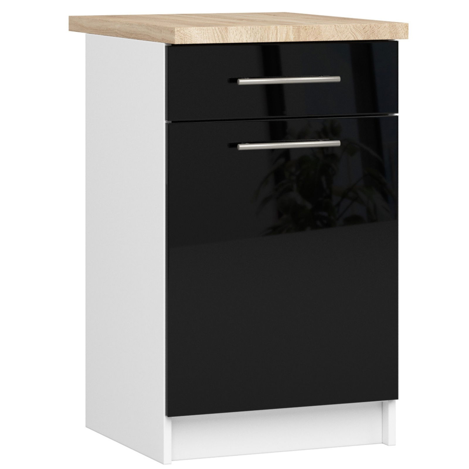 Virtuvės spintelė OLIVIA S 50 cm, balta/juoda