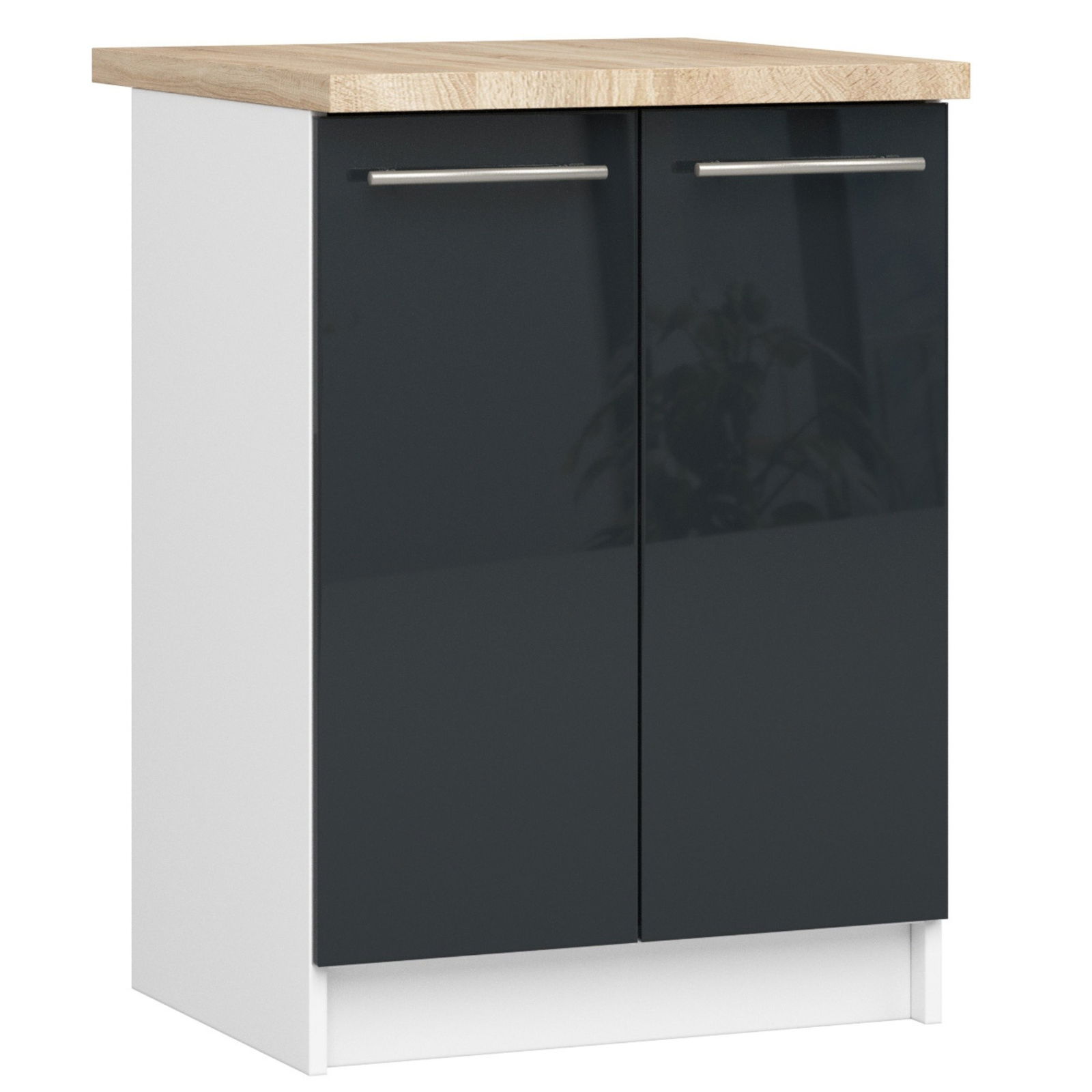 Virtuvės spintelė OLIVIA S 60 cm, balta/tamsiai pilka