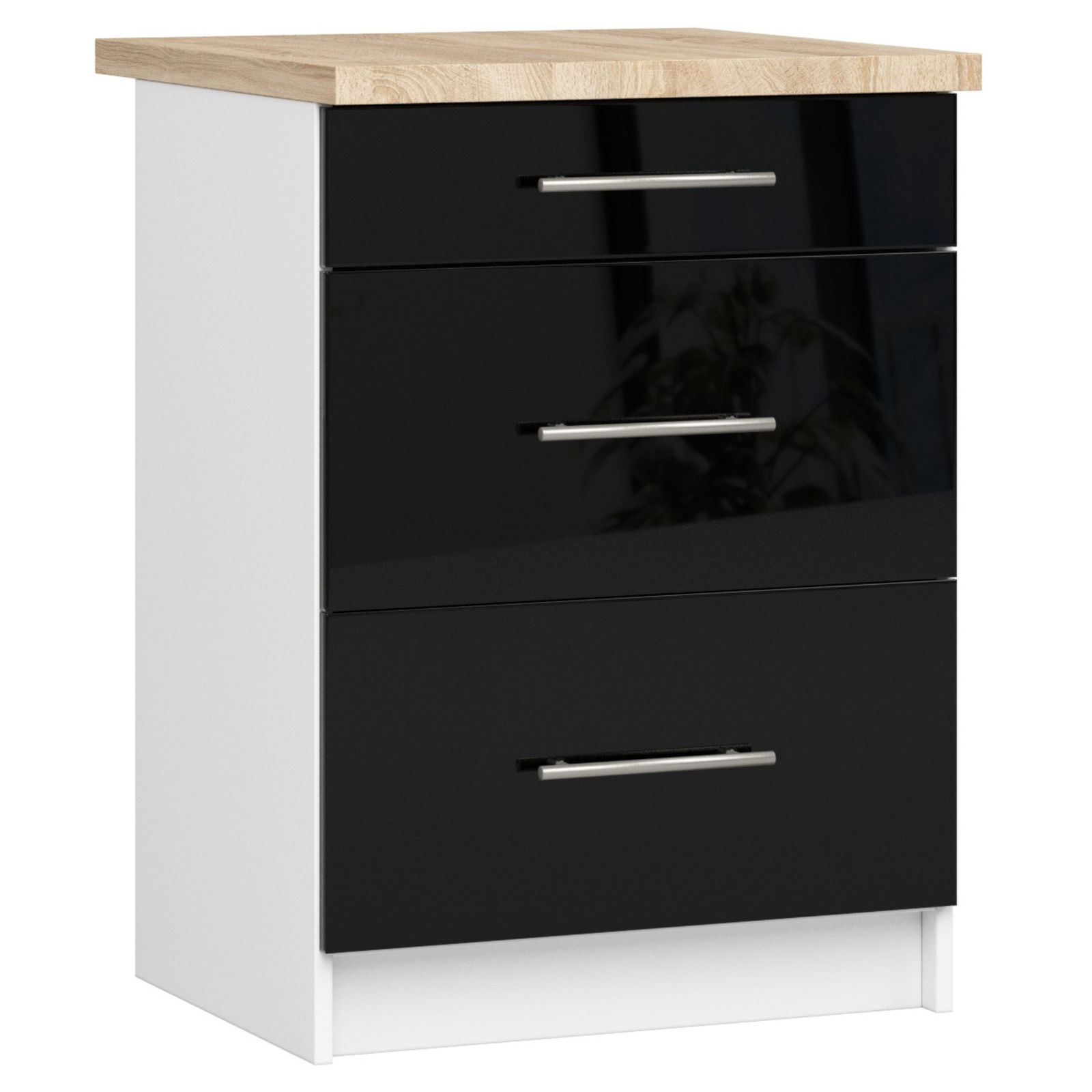 Virtuvės spintelė OLIVIA S 60 cm, balta/juoda